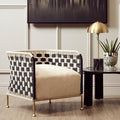 Orsina Satna Black and White Jute Accent Chair | Mango Wood & Gold