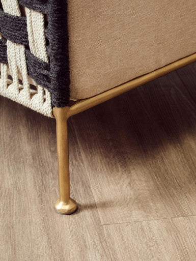 Orsina Satna Black and White Jute Accent Chair | Mango Wood & Gold