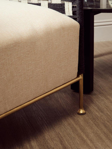 Orsina Satna Black and White Jute Accent Chair | Mango Wood & Gold
