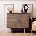 Orsina Satna Sideboard – Greywash Carved Mango Wood 2-Door Cabinet