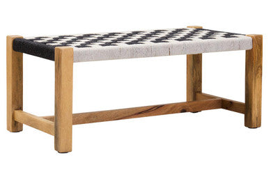 Orsina Satna Jute Bench – Monochrome Black and White Mango Wood Seating