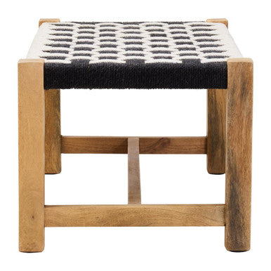 Orsina Satna Jute Bench – Monochrome Black and White Mango Wood Seating