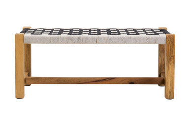Orsina Satna Jute Bench – Monochrome Black and White Mango Wood Seating