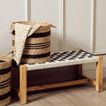 Orsina Satna Jute Bench – Monochrome Black and White Mango Wood Seating