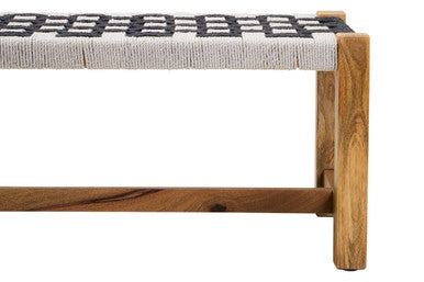 Orsina Satna Jute Bench – Monochrome Black and White Mango Wood Seating