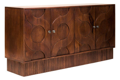 Orsina Siva Four Door Mango Wood Sideboard – Black Hammered Finish