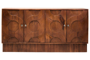 Orsina Siva Four Door Mango Wood Sideboard – Black Hammered Finish