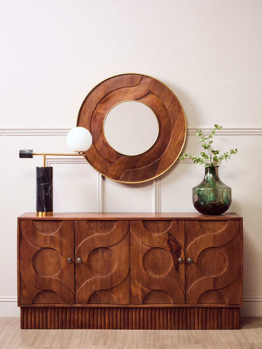 Orsina Siva Four Door Mango Wood Sideboard – Black Hammered Finish