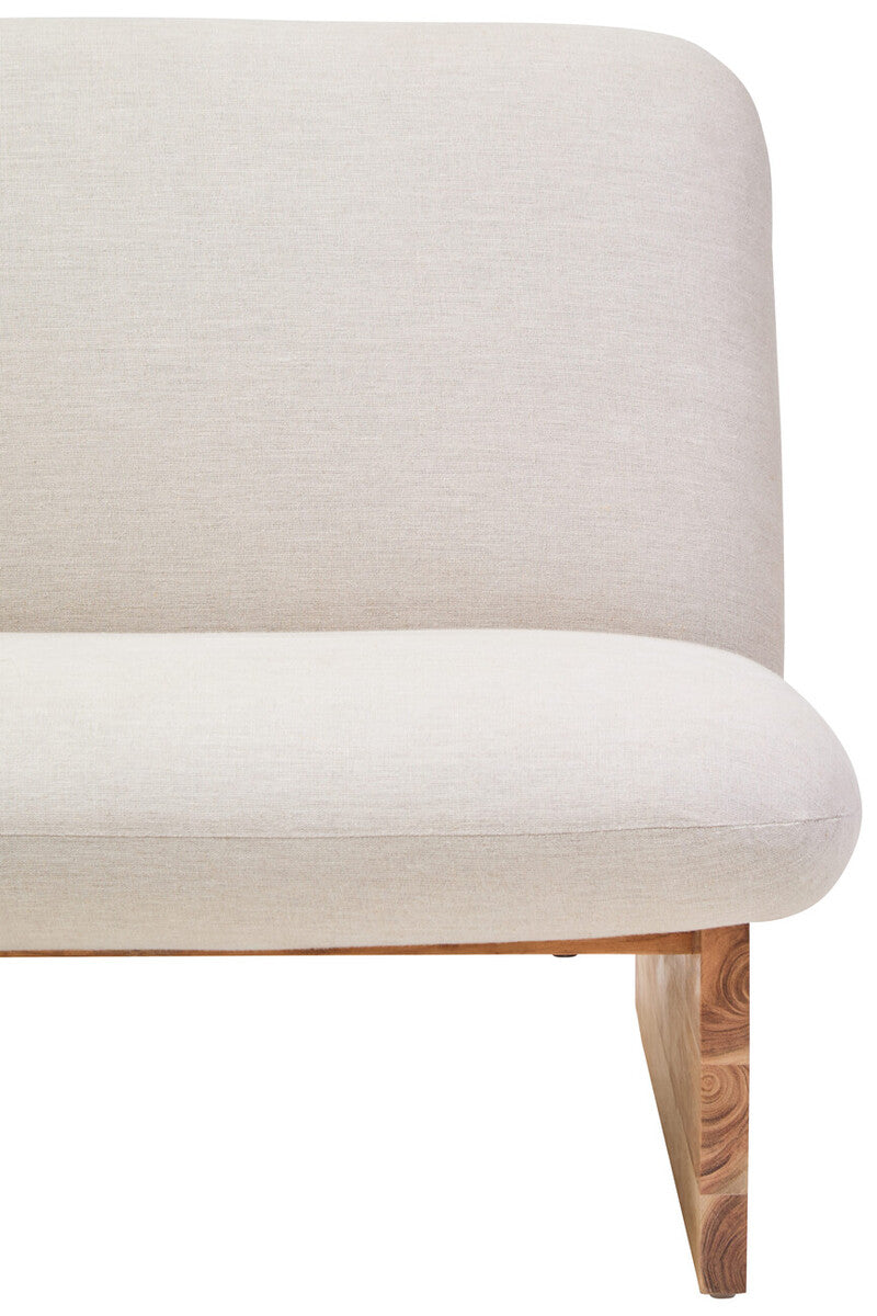 Orsina Parova 2-Seater Armless Cream Linen Sofa with Wood Base