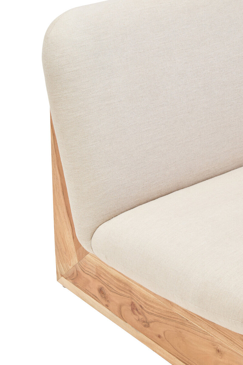 Orsina Parova 2-Seater Armless Cream Linen Sofa with Wood Base