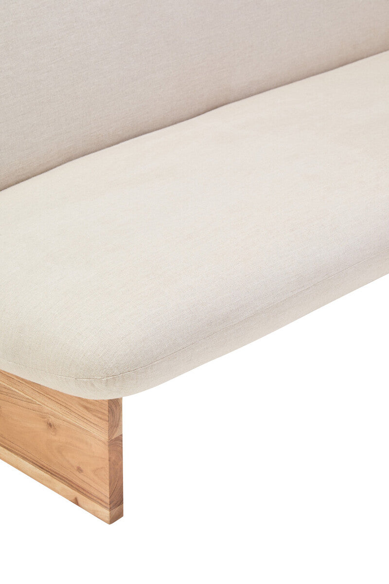 Orsina Parova 2-Seater Armless Cream Linen Sofa with Wood Base