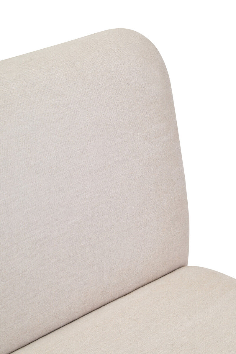 Orsina Parova 2-Seater Armless Cream Linen Sofa with Wood Base