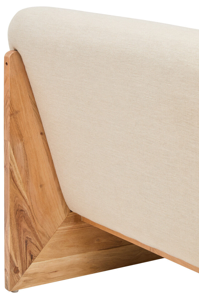 Orsina Parova 2-Seater Armless Cream Linen Sofa with Wood Base