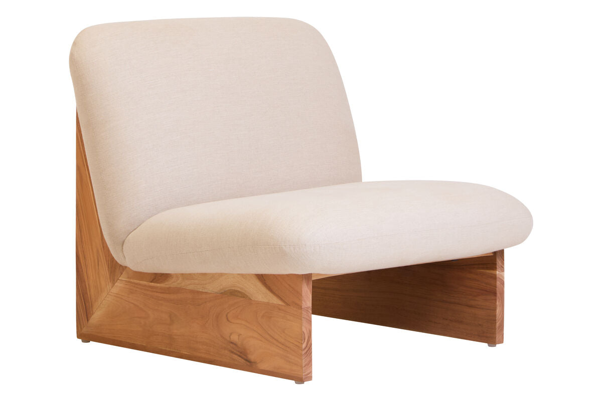 Orsina Parova Armless Accent Chair | Cream Linen with Wood Base
