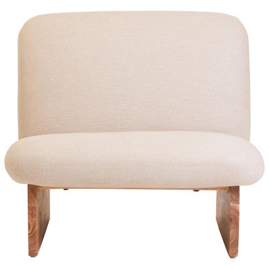 Orsina Parova Armless Accent Chair | Cream Linen with Wood Base