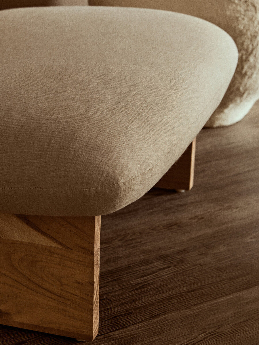 Orsina Parova Armless Accent Chair | Cream Linen with Wood Base
