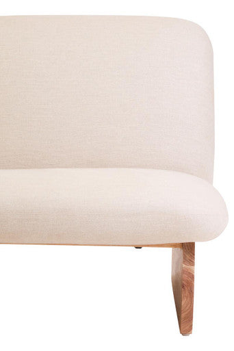 Orsina Parova Armless Accent Chair | Cream Linen with Wood Base