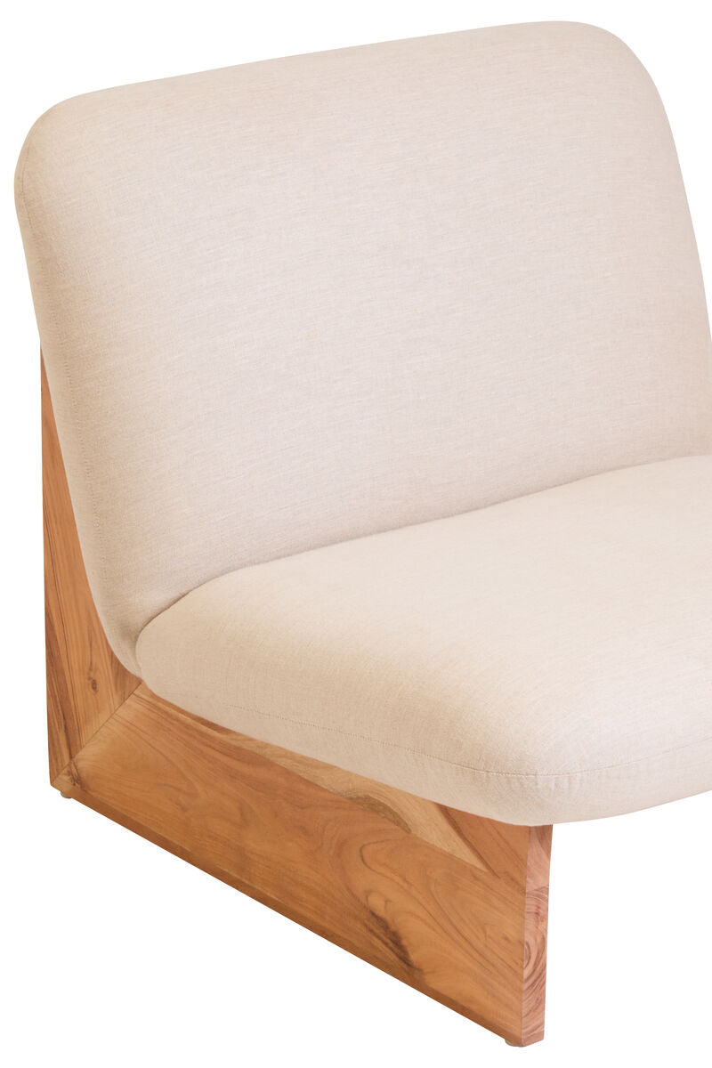 Orsina Parova Armless Accent Chair | Cream Linen with Wood Base