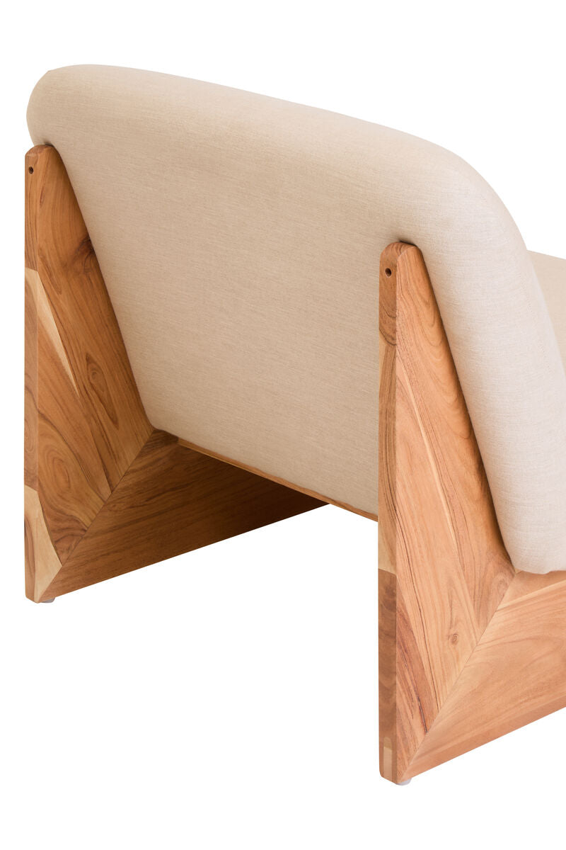 Orsina Parova Armless Accent Chair | Cream Linen with Wood Base