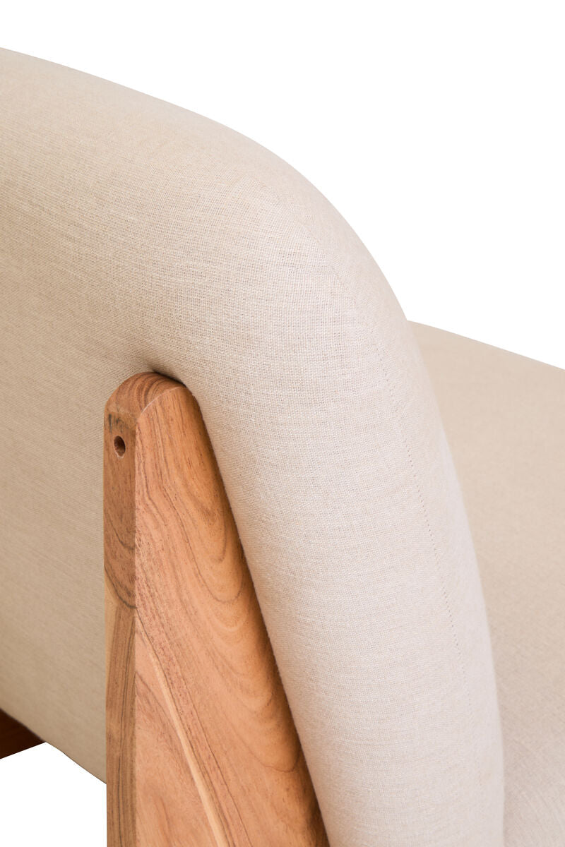 Orsina Parova Armless Accent Chair | Cream Linen with Wood Base
