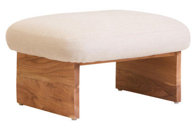 Orsina Parova Cream Linen Footstool – Wooden Base Ottoman Seating