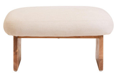 Orsina Parova Cream Linen Footstool – Wooden Base Ottoman Seating