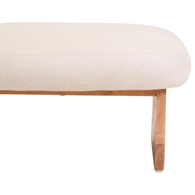 Orsina Parova Cream Linen Footstool – Wooden Base Ottoman Seating