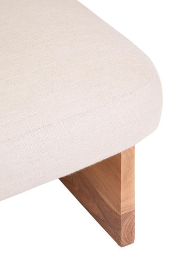 Orsina Parova Cream Linen Footstool – Wooden Base Ottoman Seating