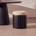 Orsina Perdoba Mango Wood Stool – Sculptural Black & Cream Linen