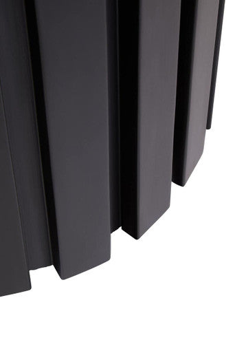 Orsina Perdoba Mango Wood Stool – Sculptural Black & Cream Linen