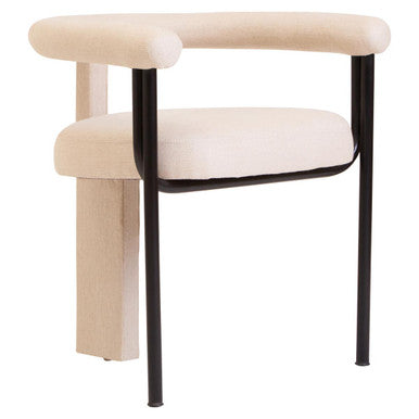 Orsina Perdoba Cream Linen Dining Chair | Modern Black Metal Frame
