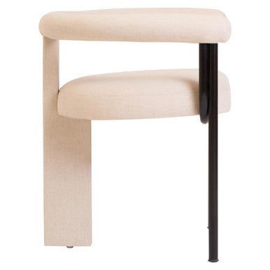 Orsina Perdoba Cream Linen Dining Chair | Modern Black Metal Frame