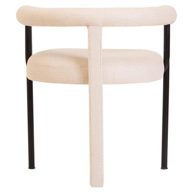Orsina Perdoba Cream Linen Dining Chair | Modern Black Metal Frame