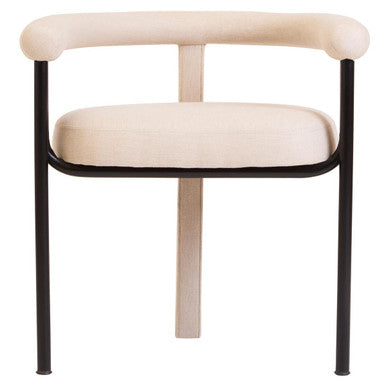 Orsina Perdoba Cream Linen Dining Chair | Modern Black Metal Frame