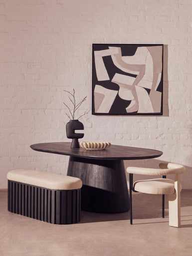 Orsina Perdoba Cream Linen Dining Chair | Modern Black Metal Frame