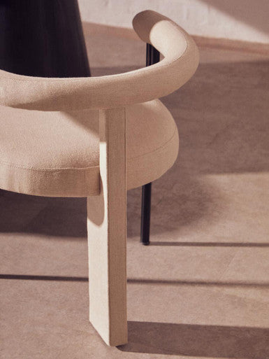 Orsina Perdoba Cream Linen Dining Chair | Modern Black Metal Frame