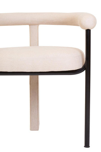 Orsina Perdoba Cream Linen Dining Chair | Modern Black Metal Frame