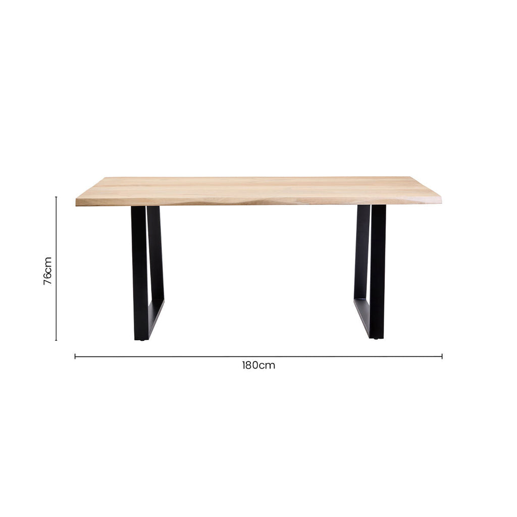 Orsina Live Edge Mango Wood Dining Table with Black Metal Legs