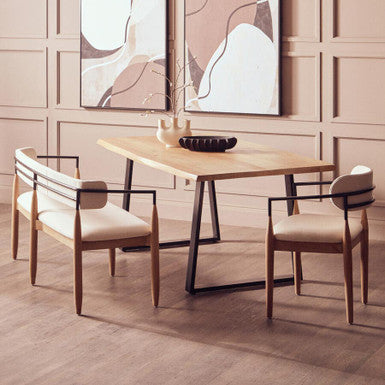Orsina Live Edge Mango Wood Dining Table with Black Metal Legs