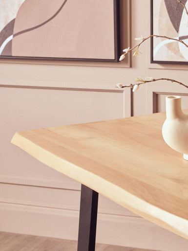 Orsina Live Edge Mango Wood Dining Table with Black Metal Legs