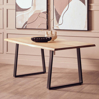 Orsina Live Edge Mango Wood Dining Table with Black Metal Legs