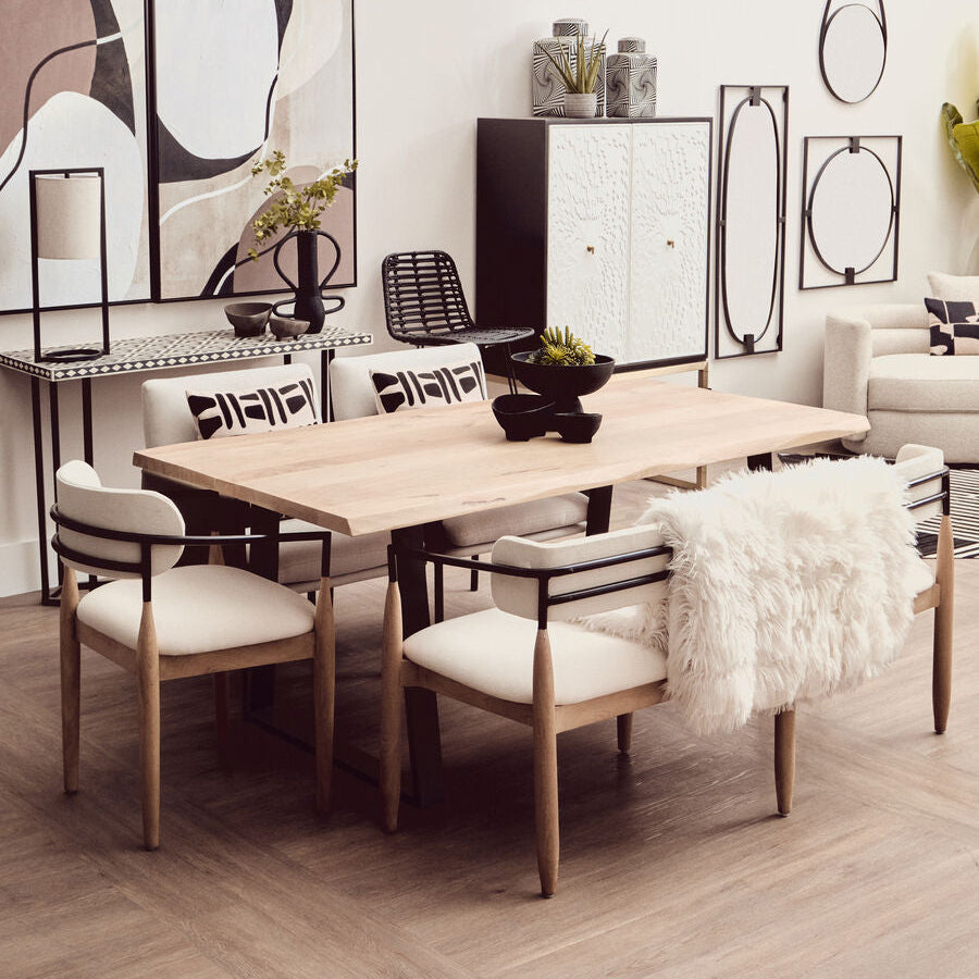 Orsina Live Edge Mango Wood Dining Table with Black Metal Legs