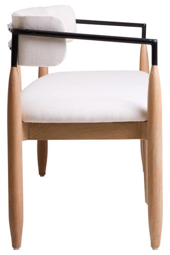 Orsina Persolo Cream Textured Fabric Dining Bench with Wood Frame