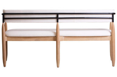 Orsina Persolo Cream Textured Fabric Dining Bench with Wood Frame