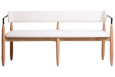 Orsina Persolo Cream Textured Fabric Dining Bench with Wood Frame