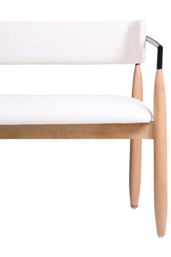 Orsina Persolo Cream Textured Fabric Dining Bench with Wood Frame