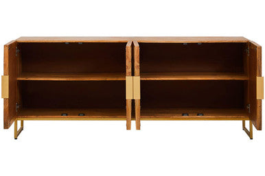 Orsina Teora Mango Wood Sideboard – 4-Door Cabinet with Paper Rope