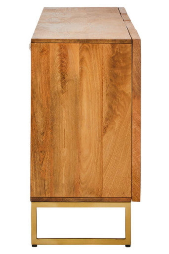 Orsina Teora Mango Wood Sideboard – 4-Door Cabinet with Paper Rope