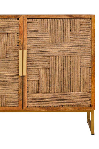 Orsina Teora Mango Wood Sideboard – 4-Door Cabinet with Paper Rope