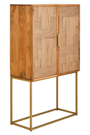 Orsina Teora Mango Wood Storage Cabinet | Two-Door Woven Paper Rope